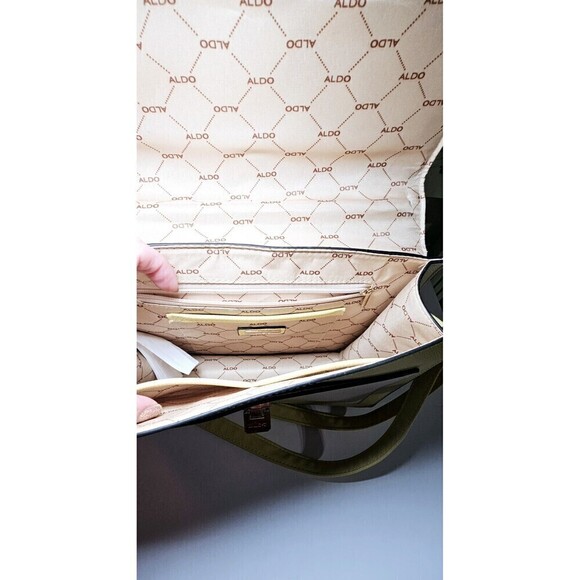 ALDO AnnieBrook Flap Satchel Cross Body Purse with Gold Chain Trim - Picture 8 of 9